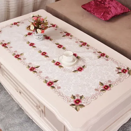 

Nordic embroidery coffee table tablecloth modern minimalist living room lace square small round tablecloth fabric