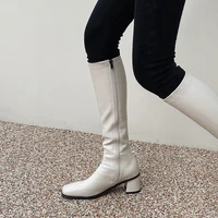 square head thick heel women sexy high boots for women block heel high boots 2020 winter new long boots black white size 33 42