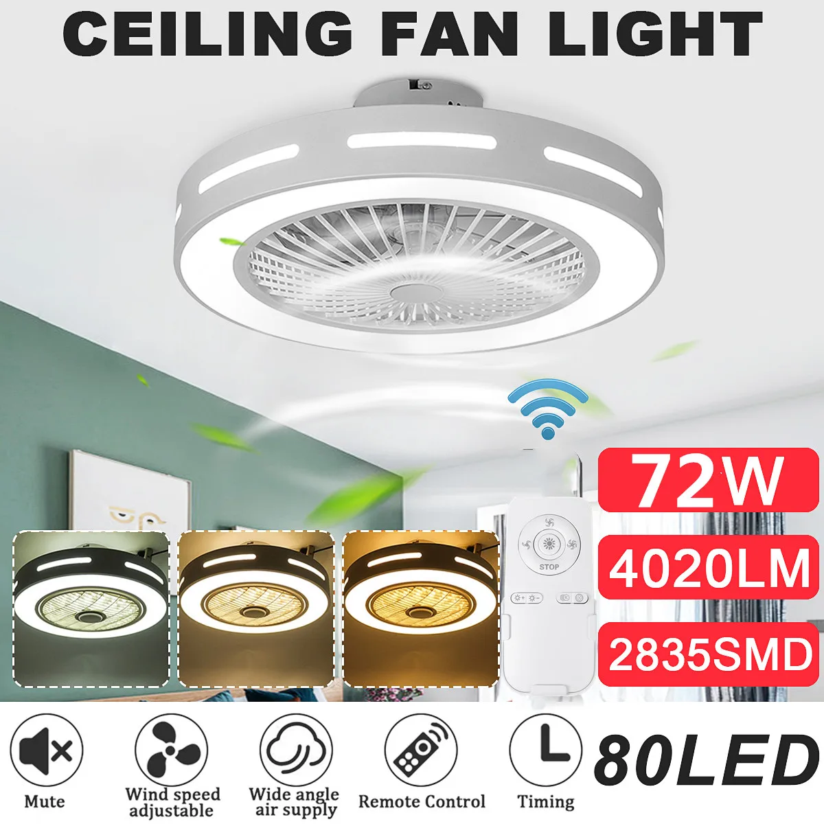 72 Вт Современный модный светодиодный потолочный вентилятор потолочные