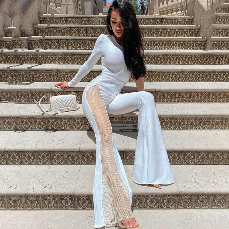 

Женский комбинезон на одно плечо, комбинезон со стразами, женский комбинезон с длинным рукавом, уличная одежда, открытый комбинезон с высок...