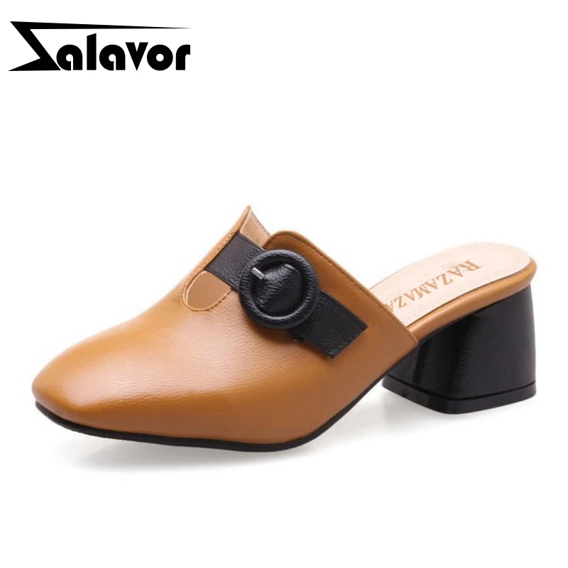 ZALAVOR/размеры 32-46 Простые Женские босоножки на высоком квадратном каблуке