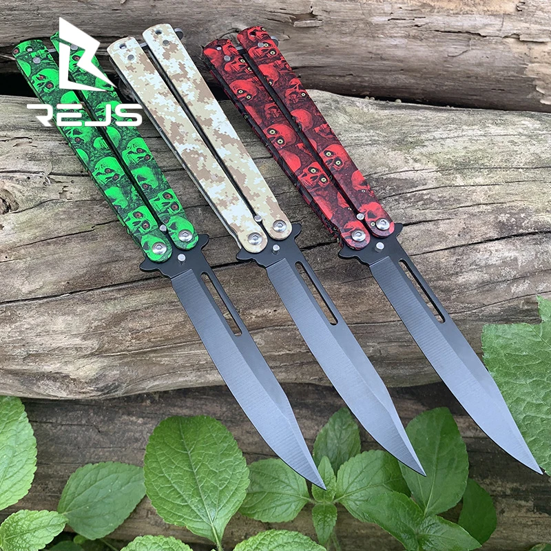 

Skull Butterfly Knife Folding Blade Knife Stainless Steel Unblade Decompression Training Knife Butterfly No Edge Dull Tools