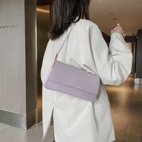 new style pu leather flap underarm shoulder bag womens plain color double small square bag portable handbag crossbody bag