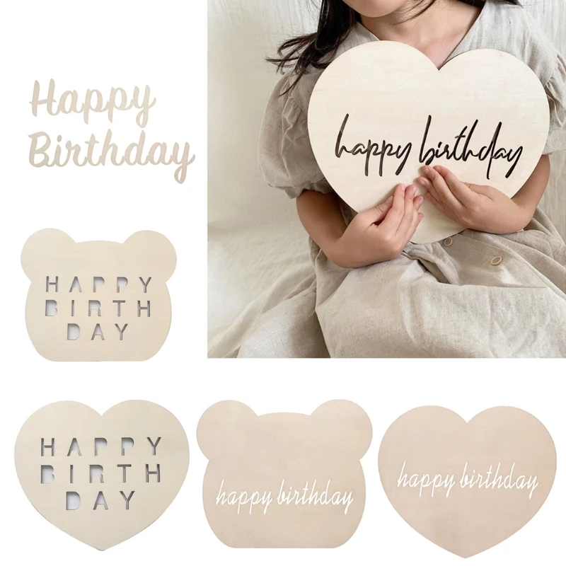 Fotomat&oacute;n de fiesta de cumplea&ntilde;os para ni&ntilde;os y ni&ntilde;as, accesorios de fotograf&iacute;a de madera para fiesta de cumplea&ntilde;os, suministros de decoraci&oacute;n para Baby Shower-0
