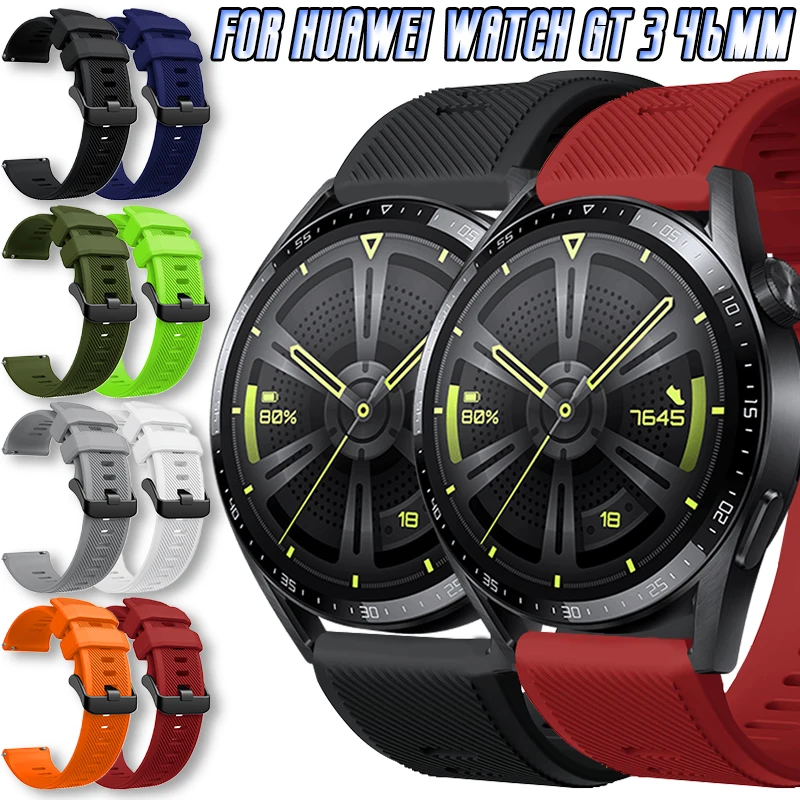 

Ремешок силиконовый для смарт-часов Huawei Watch GT 3 46 мм, сменный спортивный браслет с текстурой в полоску, аксессуары, 22 мм