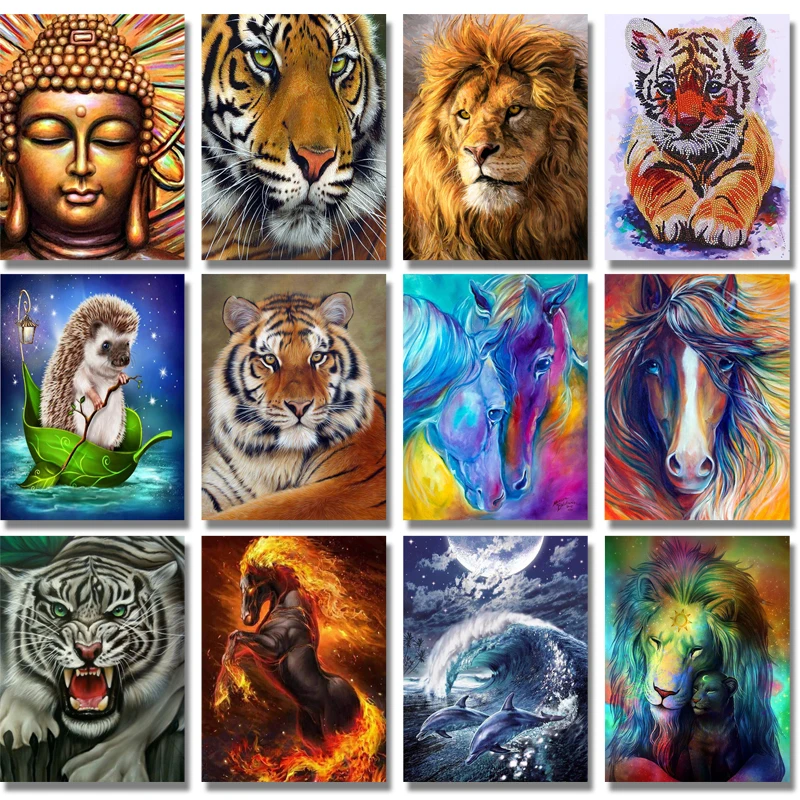 Diy 5D Алмазная вышивка крестиком на рисунке Животные Тигр Лев мозаика алмазная