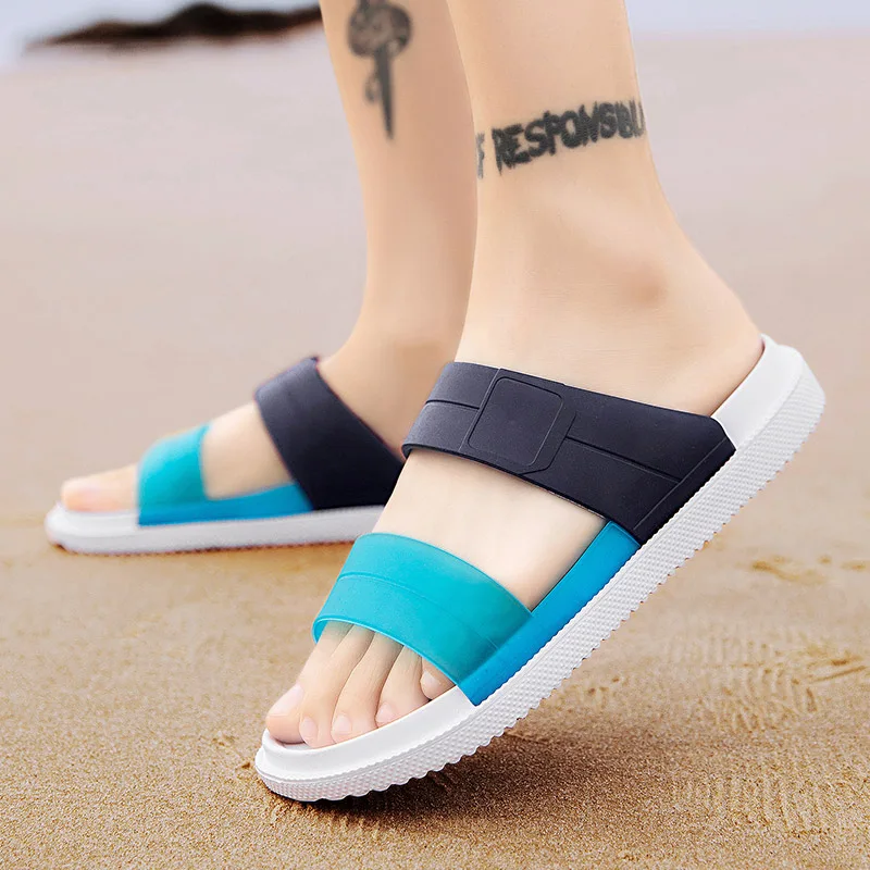 

2021 New Casual Men Slippers Slides Summer Shoes Beach Outdoor Slide Slipper Sandals Size 39-45 Hot Sale