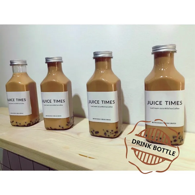 Прозрачная пластиковая бутылка для молока 340 мл 400 с квадратным дном йогурта 10 шт.