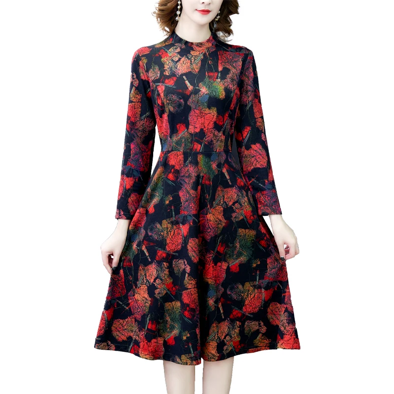 Высококачественное базовое платье с французским винтажным принтом банкетное