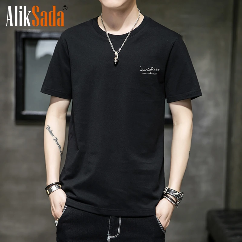 

Men 2021 Summer New Solid Style Letters Print Vintage Casual Tee T-Shirts Shirts Men Fashion O-Neck 100% Cotton T-shirts Tee Men