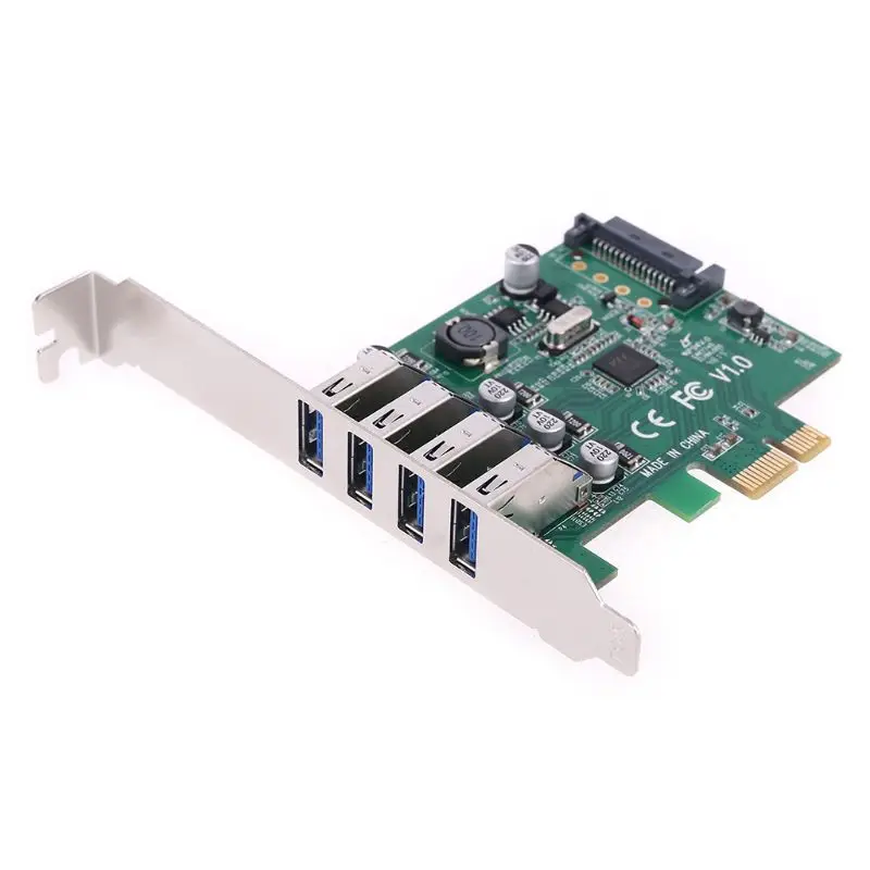 4 порта USB 3 0 PCIE Плата расширения PCI Express Sata Блок питания для настольных