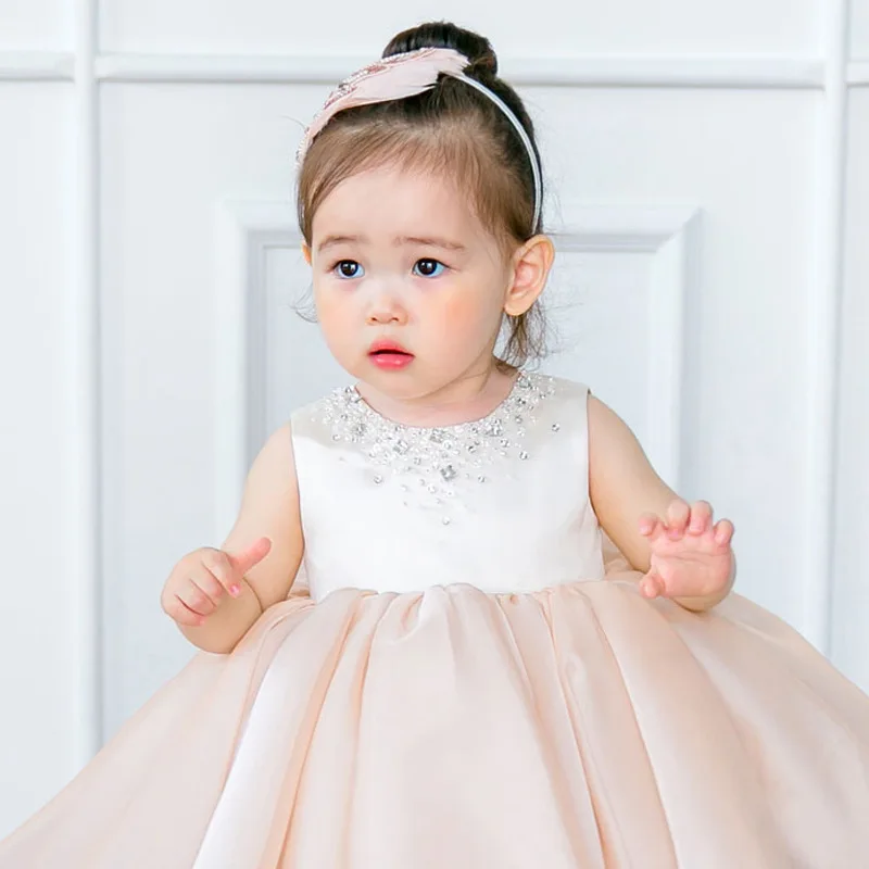 Cute Girl Flower Dress Wedding Pink Tulle Baby Christening Gown For Party 1 Year Birthday Baptism White | Детская одежда и обувь