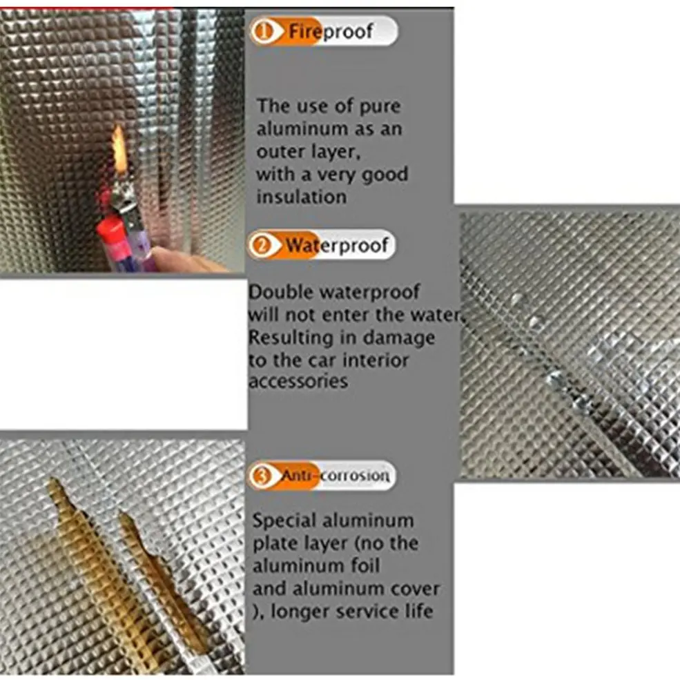 

Car Heat Shield Insulation Sound Deadener Mat Aluminum Foil Car Sound Deadener Noise Insulation Acoustic Dampening Foam