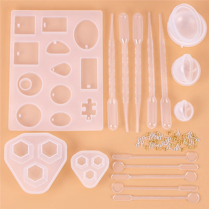 Aomily DIY 66pcs/Set Handmade Jewelry Mold Necklace Eardrop Gemstones Fondant Cake Chocolate Container Crystal Drop Resin Molds | Дом и сад