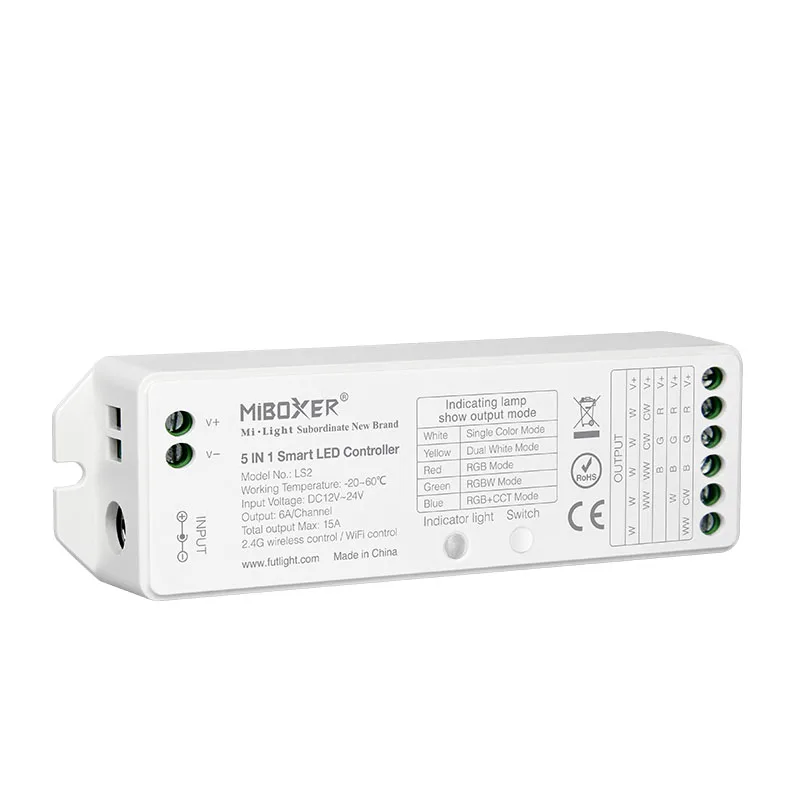 DC12-24V 5 в 1 умный светодиодный светильник контроллер 2 4 ГГц один цвет RGB CCT полосы 15A