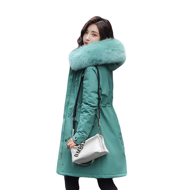 

Woman Parka Spring Jacket Women Cotton-padded Jacket Women 2021 New Spring Korean Mid-length Lamb Plus Size Loose Jacket Women's