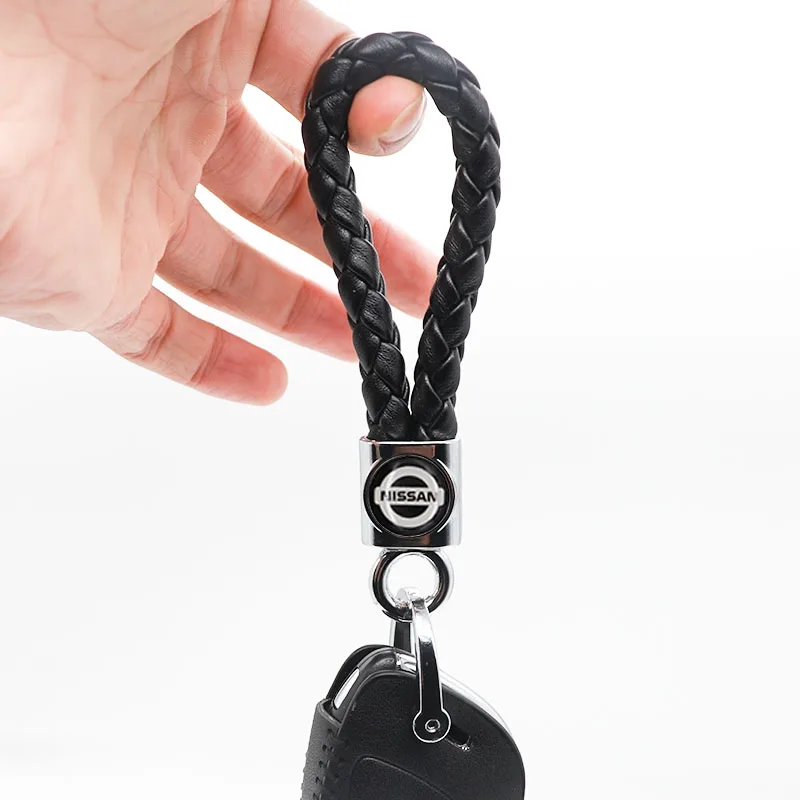 

Braided rope car keychain detachable metal 360 degree rotating horseshoe buckle men's keychain gift suitable for NISSAN-logo