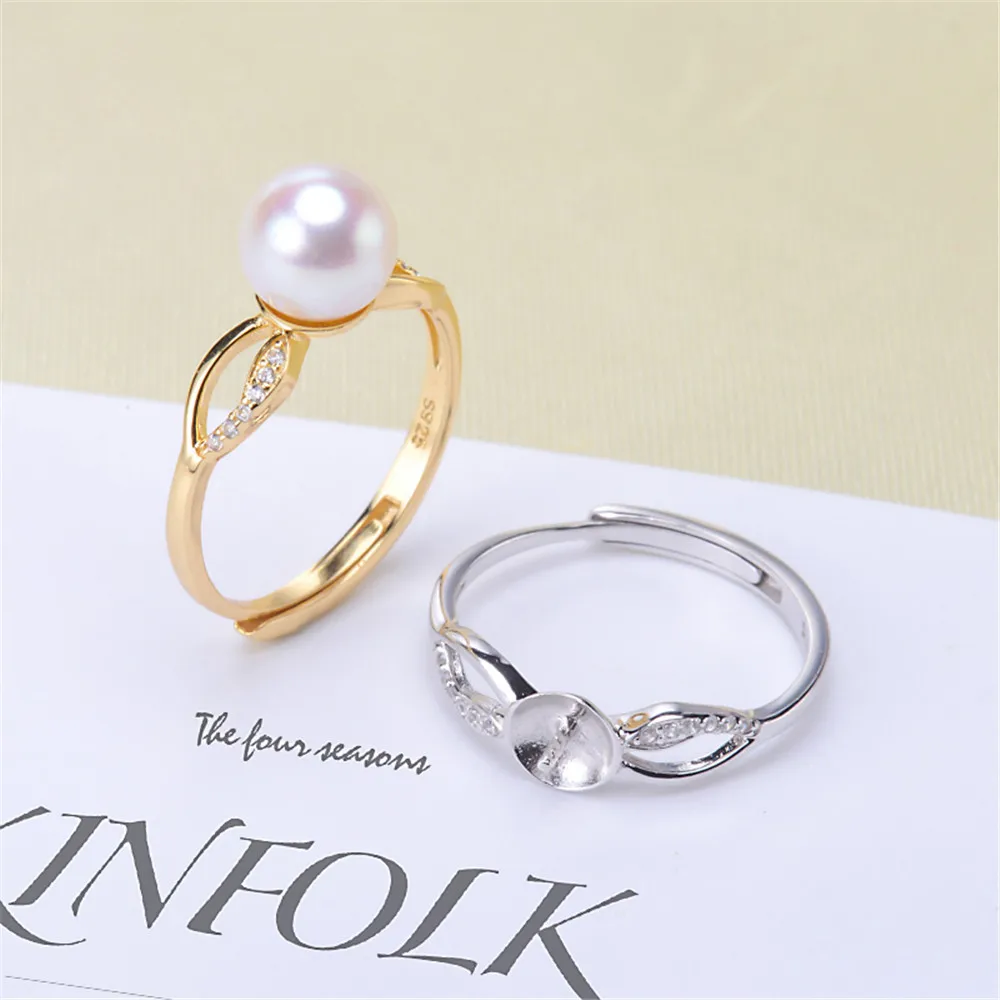 

Настоящее серебро S925 позолоченное кольцо пустой Уход Аксессуары «сделай сам», с ремешком вокруг лодыжки, регулируемый комплект полуфабрик...