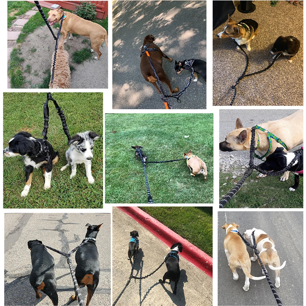 

Two Dog Leash Hands Free 360 Swivel Flexible Double Dog Leash Reflective Padded Shock Absorbing Dual Dog Leash Dog Accessories
