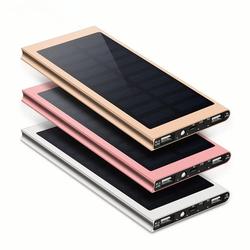 SOODOO Solar 10000 мАч Внешний аккумулятор 2 USB LED Powerbank Портативный мобильный телефон