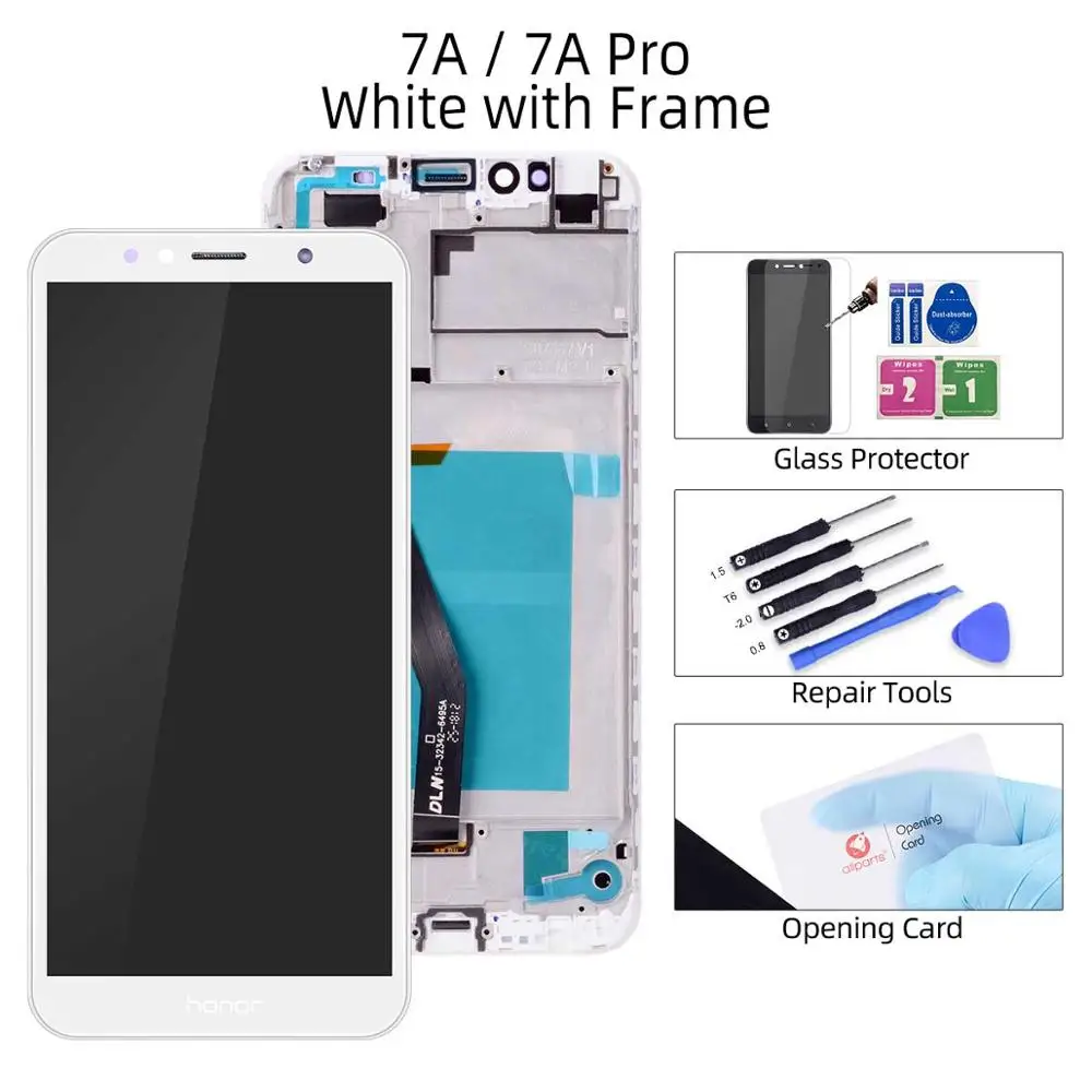 Дисплей для HUAWEI Honor 7A / 7A Pro / 7C / 7C Pro LCD в сборе с тачскрином ldn-l29 aum-l29 Черный белый золотой - Цвет: 7A White with Frame