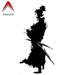 Забавная наклейка Aliauto на автомобиль, дизайн самурая, ниндзя, Восточный меч, модные виниловые аксессуары, наклейка из ПВХ, черныйсеребристый для Gt,23 см * 12 см