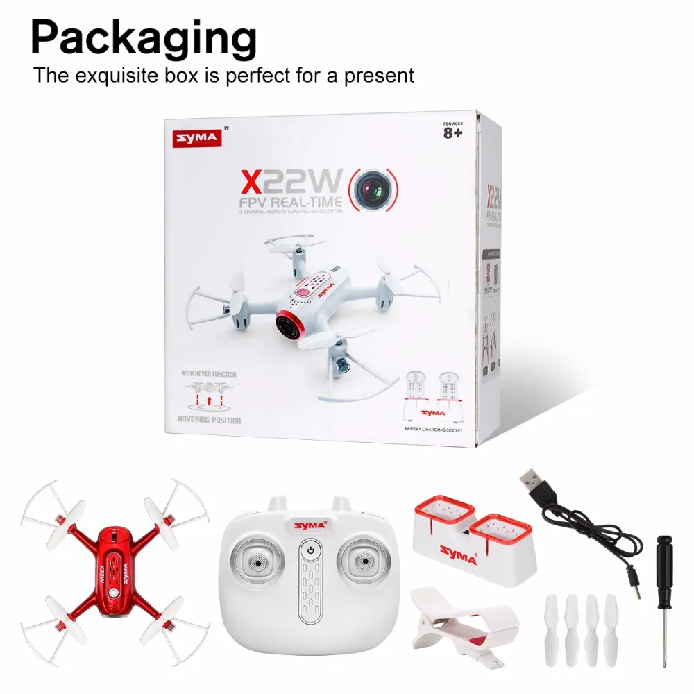 

SYMA Official X22W Drones With Camera FPV Wifi Real Time Transmit Headless Mode Hover RC Helicopter Quadcopter Drone Dron Red