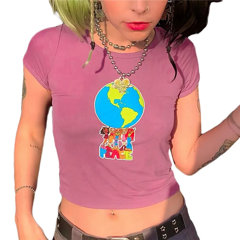2021 женская футболка Y2k модная одежда для девушек милый графический принт