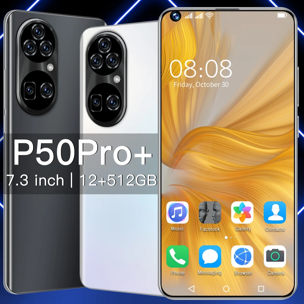 

Newest HUAWE Sansumg Galax P50 Pro+ 7.3Inch Smartphon 6800mAh Android11 32+50MP Camera 12G+512G Dual Card Smartphone Cell Phone