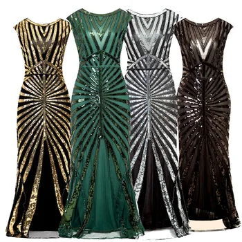 1920s Banquet Evening Dress Sequined Fishtail Hem Long Skirt Long Slim Dress Party Party Annual Party High-end Banquet Cocktail