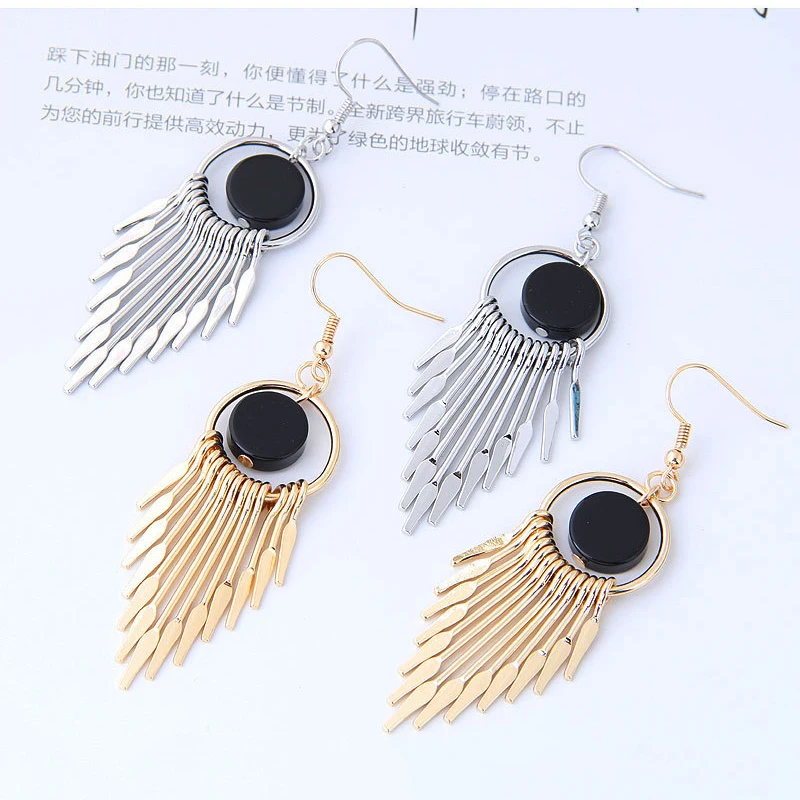 Однотонные европейские серьги кисточки из медного сплава среднего размера