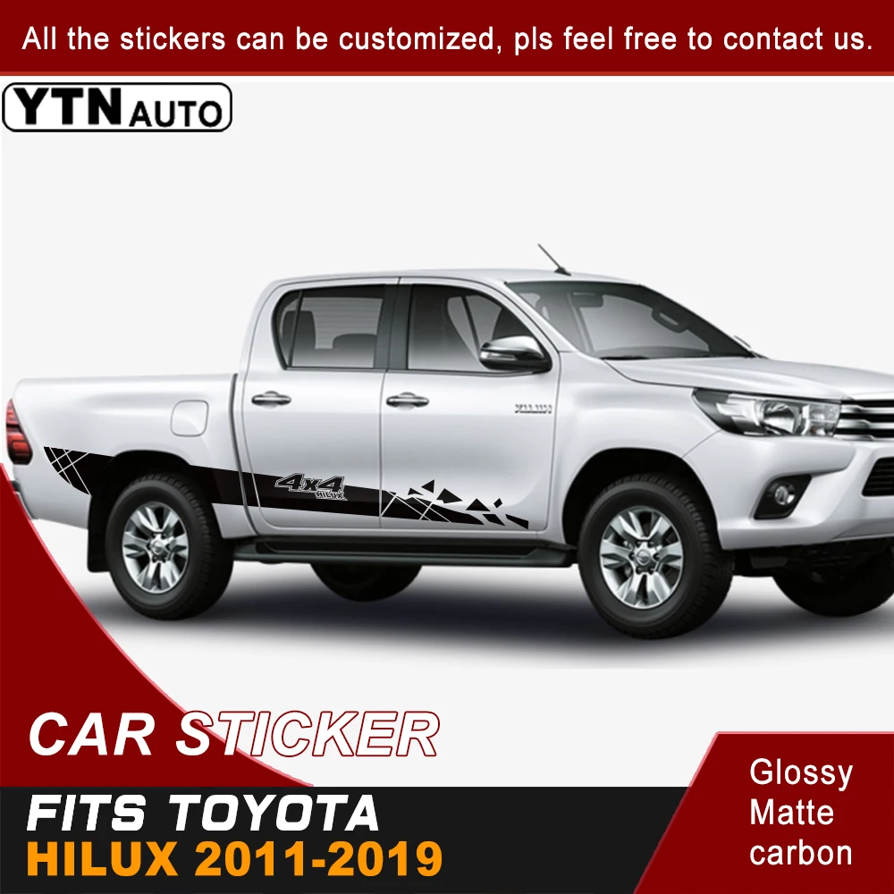 

Car Stickers For toyota hilux revo 2011-2019 2 Pcs side door stripe 4X4 off road shards stripe vinyl graphics decals pickup