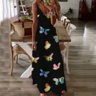 40 # женские Платья в стиле Харадзюку, летнее Платье с принтом бабочки, повседневное короткое вечерние нее длинное Платье с коротким рукавом и V-образным вырезом, 2021