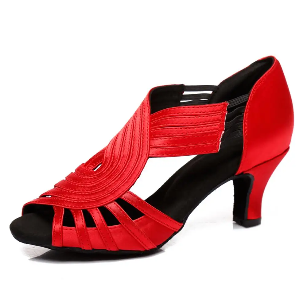 DKZSYIM Женская танцевальная обувь для латинских танцев бежевая эластичная лента