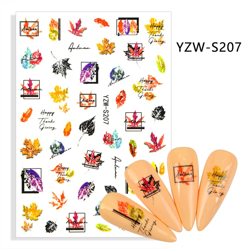 

Ink Maple Leaf Line adhesive 3d nail sticker foil nails art decoration cute cartoon designs nail decals manicure supplies tool
