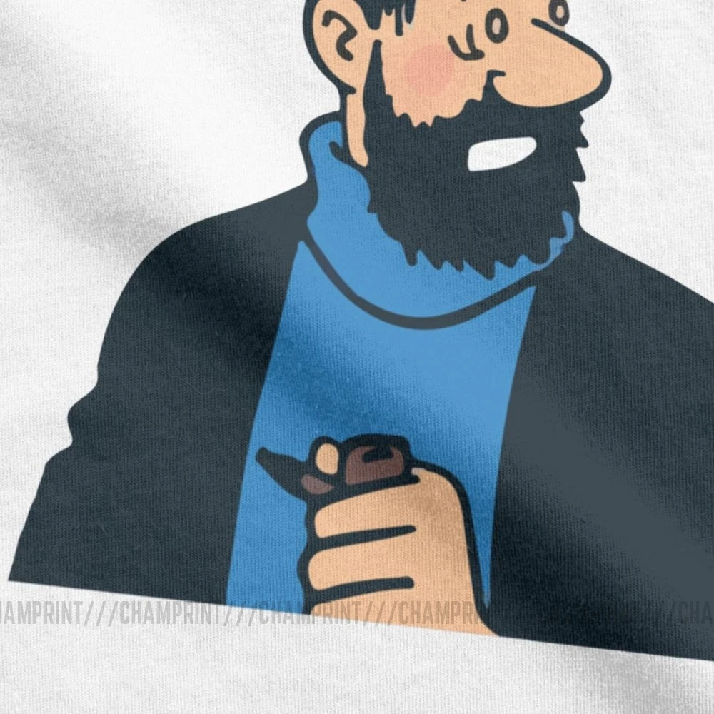 Потрясающие футболки с изображением капитана хаддока «Приключения Тинтина» для мужчин, футболки с круглым воротником из чистого хлопка, футболки с коротким рукавом, одежда