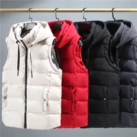 mens padded vest autumn winter warm waistcoat sportive windproof solid color coat quilting thick jacket outwear male clothes