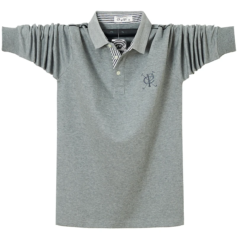 

6XL-M Plus Size 2021 Autumn New Embroider Polo Shirt Men 95% Cotton Long Sleeve Patchwork Men Polo Shirts Casual Male Tops shirt