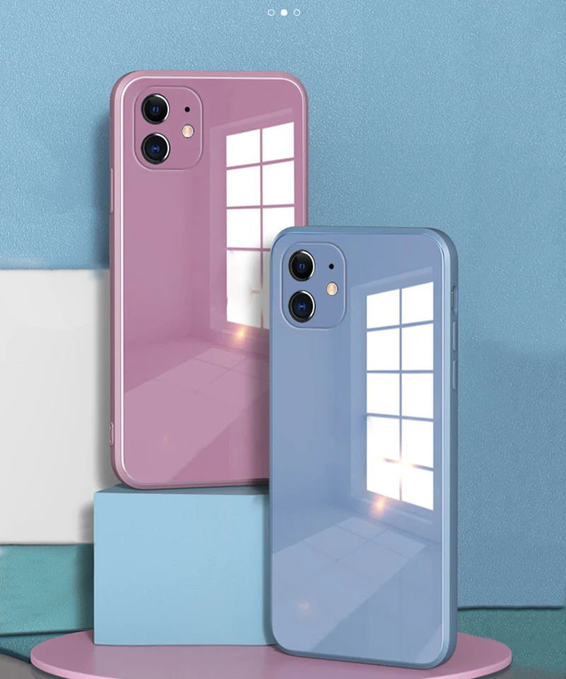 

Luxury Original Square Liquid Silicone Phone Case For iPhone 12 11 Pro Max Mini XS X XR 7 8 Plus SE 2 Thin Soft Cover Candy Case