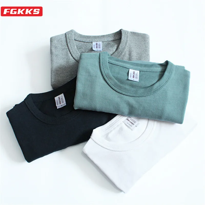 Мужская хлопковая футболка FGKKS Однотонная с коротким рукавом Повседневная