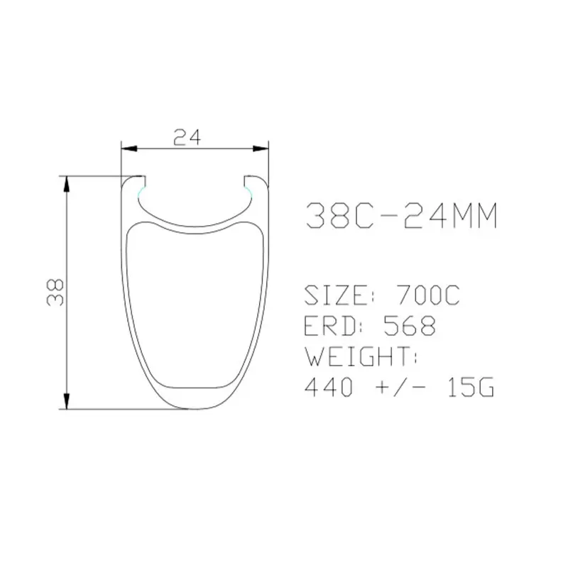 38 мм довод обод колеса велосипеда углеродное волокно для диски 700C труба из
