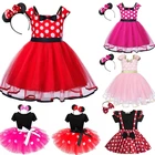 Рождественское красное платье для малышей, костюмы для косплея на Хэллоуин, детское платье для новогодвечерние, одежда для детей 1, 3, 5 лет, платье в горошек для маленьких девочек