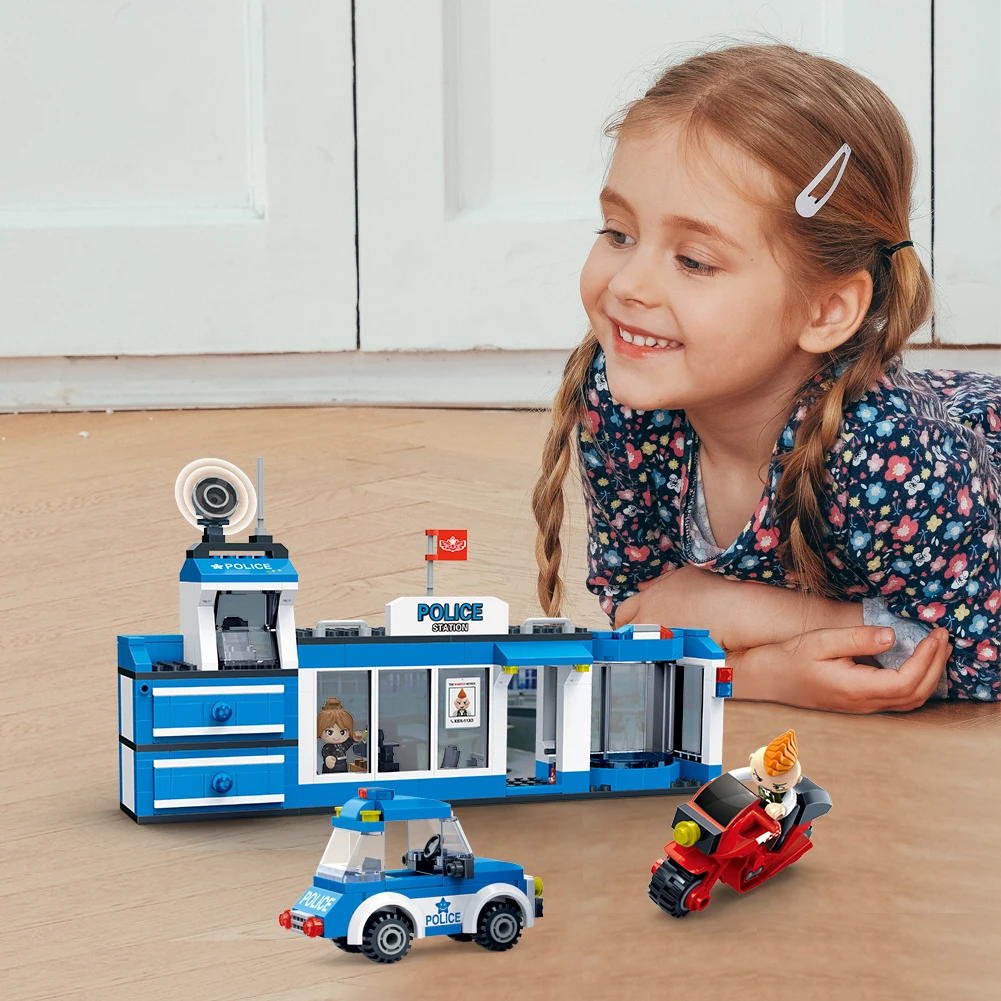 BanBao полицейский участок классические модели блоков город строительство