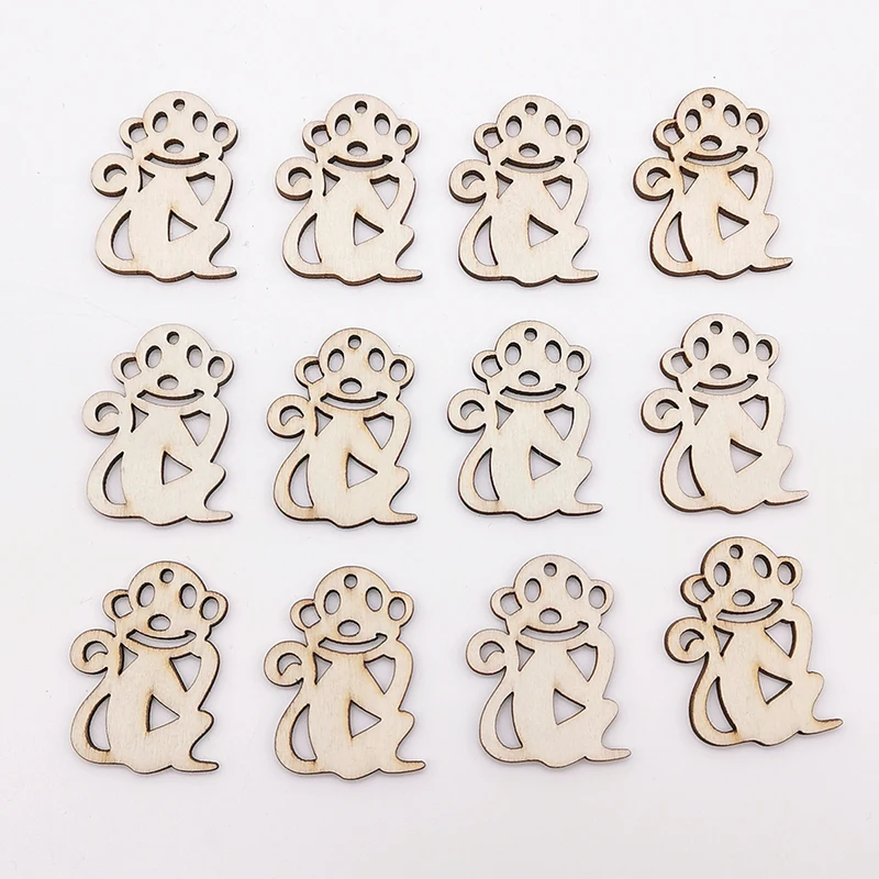 

Barwodo 20PCS Monkey Shape Pendant Jewelry Making Supplies Natural Wooden Kawaii Cute Handicraft Accessories Wholesale Loose