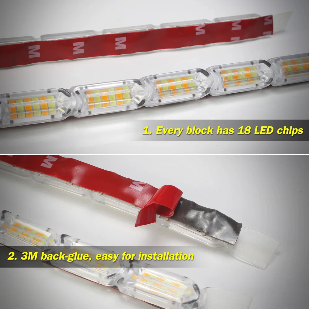 Водонепроницаемый гибкий светодиодный фонарь для дневных ходовых огней белого и