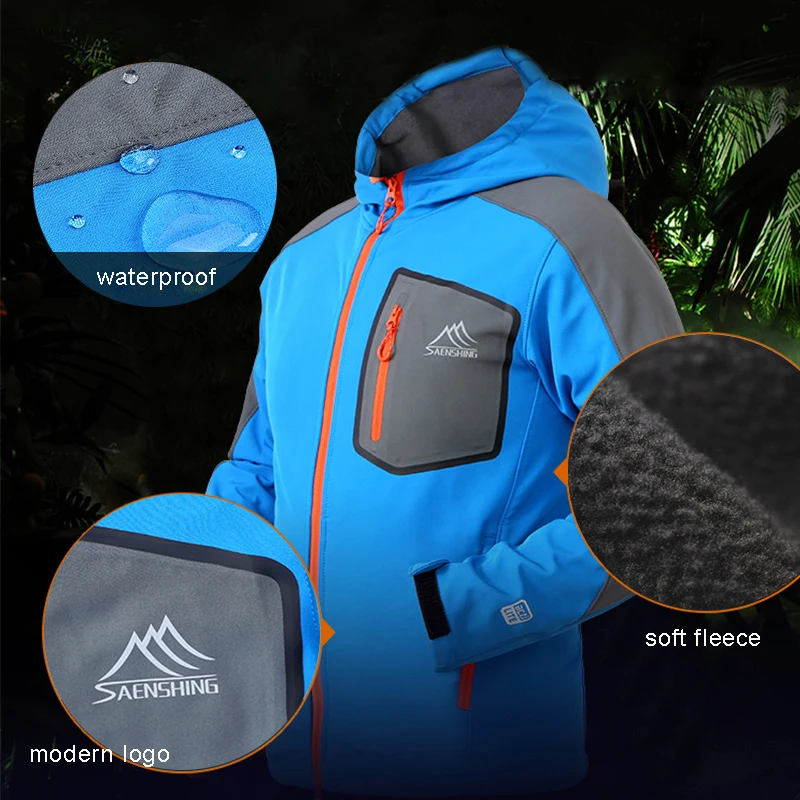 SAENSHING мужская флисовая куртка софтшелл зимняя водонепроницаемая теплая для