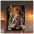 Полноформатнаякруглая Алмазная вышивка Иисус Лев воин, алмазная живопись, религиозное животное, мозаика из страз, хобби, ручная работа, подарок