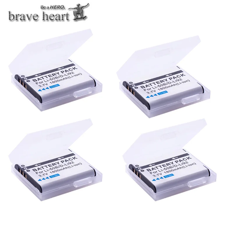4battery Li50b Li-50B LI50B li ion аккумулятор 50B Батарея пакет для OLYMPUS SP 810 800UZ u6010 u6020 u9010 SZ14 SZ16 D755 u1010 SZ30 SZ20 XZ-1 - Цвет: 4battery