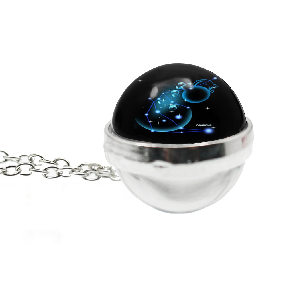 12 созвездий Скорпион Стрелец Козерог аквариум кулон ожерелье серебряного цвета