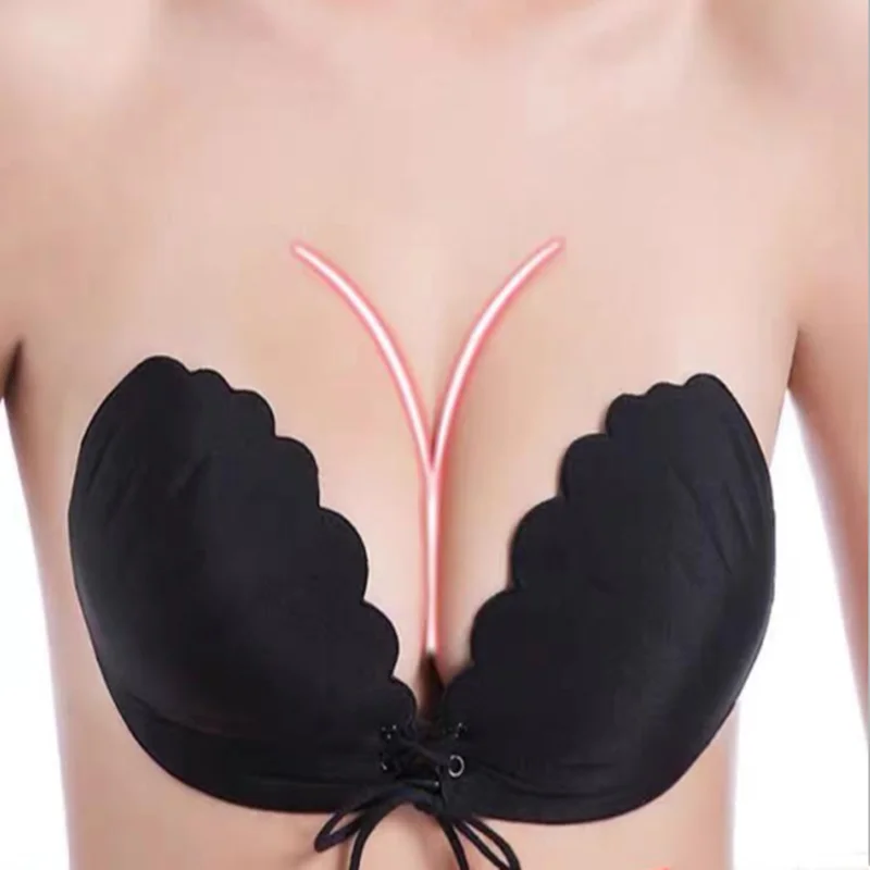 New Sexy Women Silicone Bra Push Up Strapless Backless Self-Adhesive Gel Stick Invisible Black/Skin Bras A-D